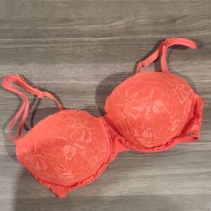 Victoria's Secret Pink Lace Push-Up Bra in Coral